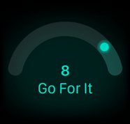 8-as felkészültségi pontszám, „Go For It” (Hajrá) felirat