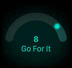 8-as felkészültségi pontszám, „Go For It” (Hajrá) felirat
