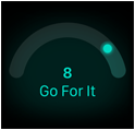 8-as felkészültségi pontszám, „Go For It” (Hajrá) felirat
