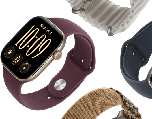 Apple Watch Series 11-szíjak: ködös lila sportszíj, acélkék Óceán szíj, világoskék Alpesi pánt