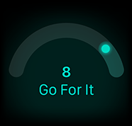 8-as felkészültségi pontszám, „Go For It” (Hajrá) felirat