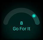 8-as felkészültségi pontszám, „Go For It” (Hajrá) felirat