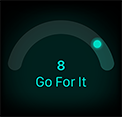 8-as felkészültségi pontszám, „Go For It” (Hajrá) felirat
