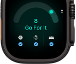 Apple Watch Ultra 4, fekete titántok, 8-as felkészültségi pontszám, jobb oldali nézet, Digital Crown, megemelt oldalsó gomb