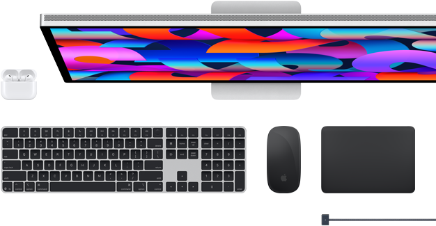 Mac-kiegészítők: AirPods, Studio Display, Magic Keyboard, Magic Mouse, Magic Trackpad, MagSafe töltőkábel