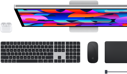 Mac-kiegészítők: AirPods, Studio Display, Magic Keyboard, Magic Mouse, Magic Trackpad, MagSafe töltőkábel