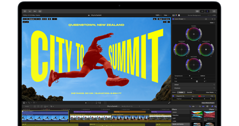 Egy MacBook Airen videószerkesztő alkalmazás szemlélteti az M5 chip képességeit