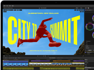 Egy MacBook Airen videószerkesztő alkalmazás szemlélteti az M5 chip képességeit