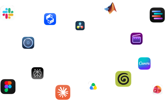 Különböző appok szimbólumai Az appok lebegnek a macOS‑en felirat körül