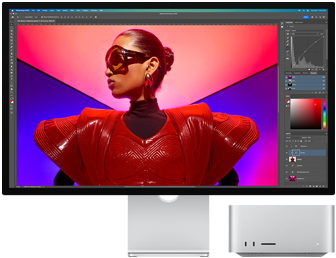 Film szerkesztése egy Mac Studión és egy Studio Displayen