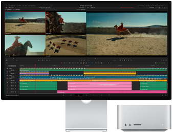 Film szerkesztése egy Mac Studión és egy Studio Displayen