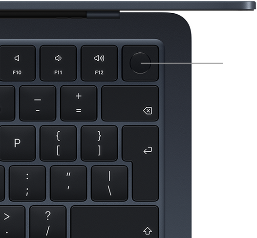 A MacBook Air Touch ID-s billentyűzete felülnézetből