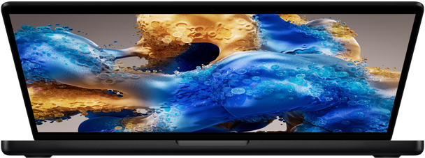 Résnyire nyitott MacBook Pro színes képernyővel