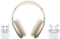 A vezeték nélküli fülhallgatók kínálatát bemutató AirPods-szakasz