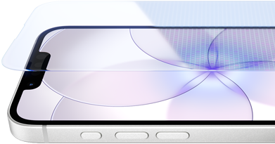 iPhone 17e elölnézetből Ceramic Shield 2-vel, a készülék oldalnézetből, fehér színben, a Művelet gombbal és a hangerőgombokkal