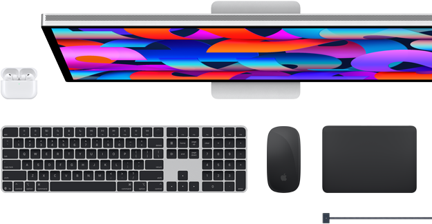 Mac-kiegészítők: AirPods, Studio Display, Magic Keyboard, Magic Mouse, Magic Trackpad, MagSafe töltőkábel