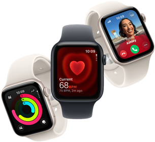 Három Apple Watch SE 3 lebeg egymás mellett