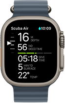 Apple Watch Ultra 3, a kijelzőn merülési nézet