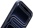 iPhone 17 Pro elölnézetből, Dynamic Islanddel a kijelző felső részén, Művelet gombbal és hangerőgombokkal.
