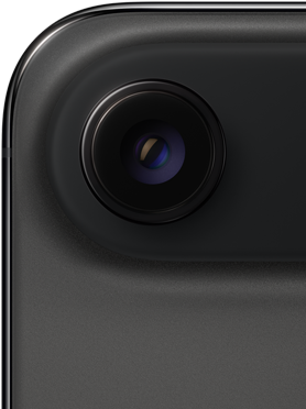 Asztrofekete iPhone Air hátulnézetből a felső lekerekített sarkokkal és az egyobjektíves Fusion kamerarendszerrel