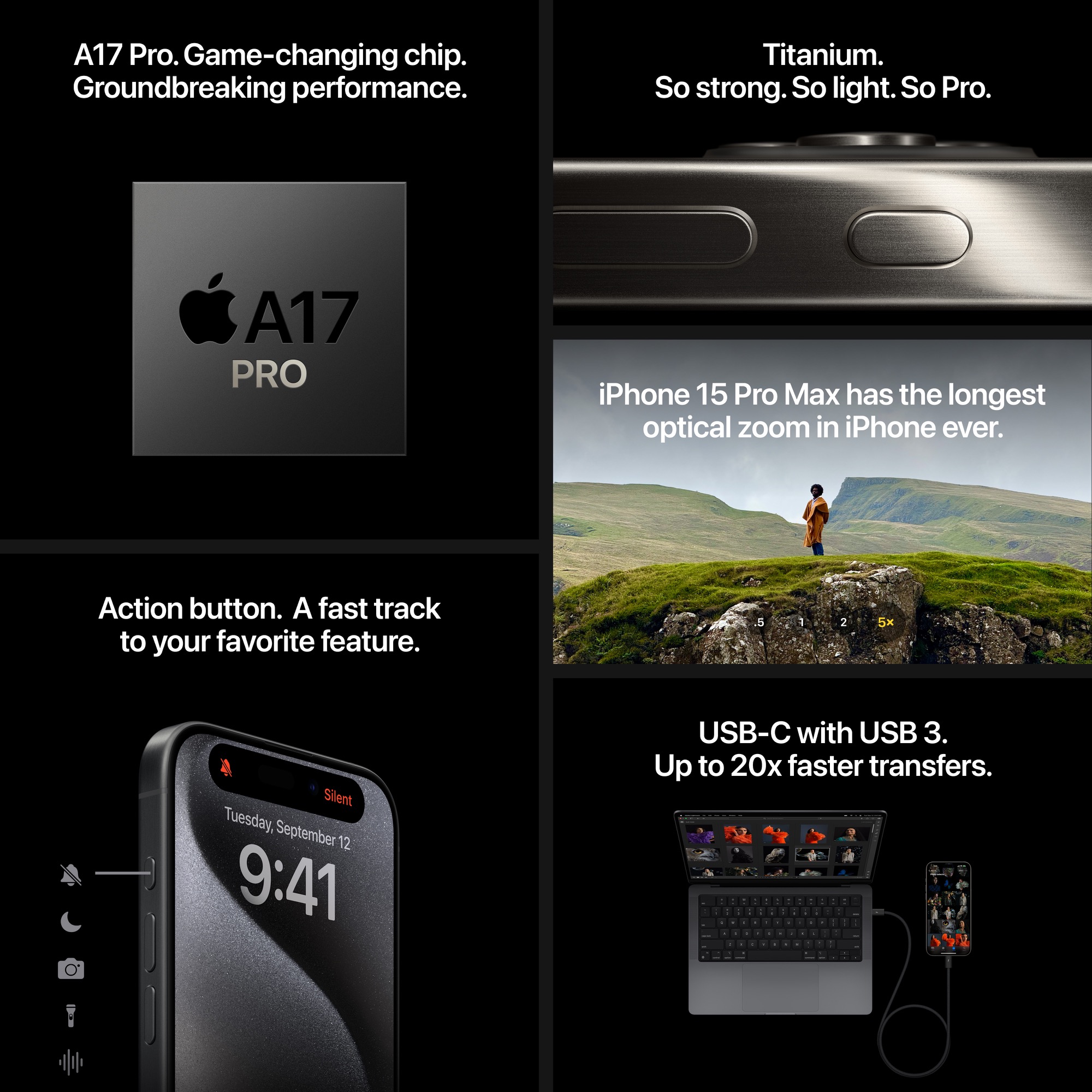 iPhone 15 Pro 256GB fekete titán