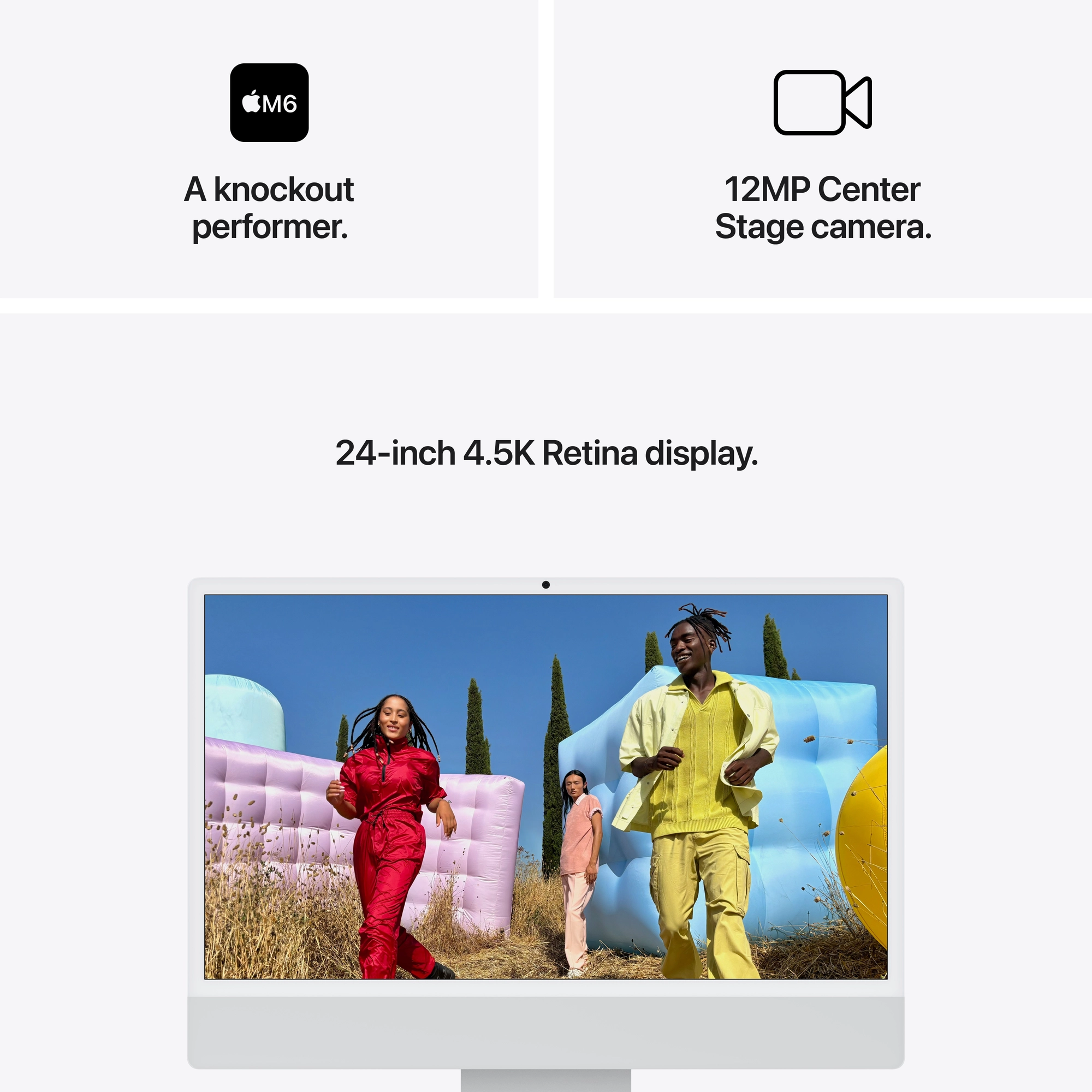 24-inch iMac 4.5K Retina kijelző, M6 chip, 10 magos CPU, 10 magos GPU, 16GB, 256GB SSD - ezüst
