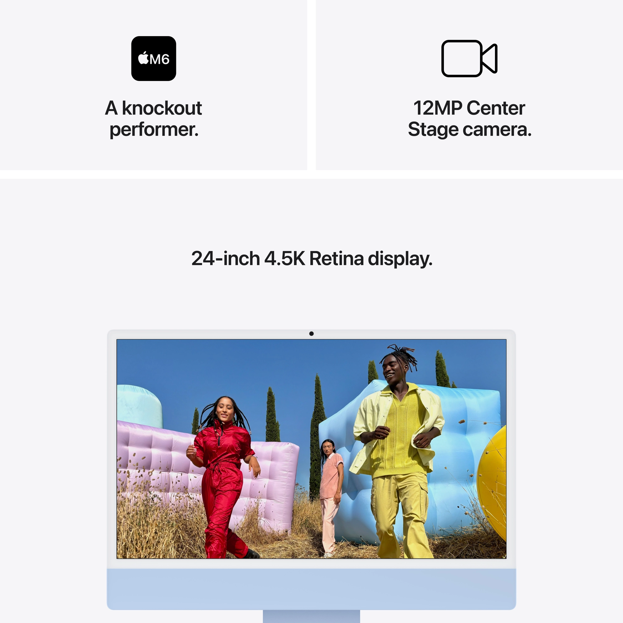 24-inch iMac 4.5K Retina kijelző, M6 chip, 10 magos CPU, 10 magos GPU, 16GB, 256GB SSD - kék