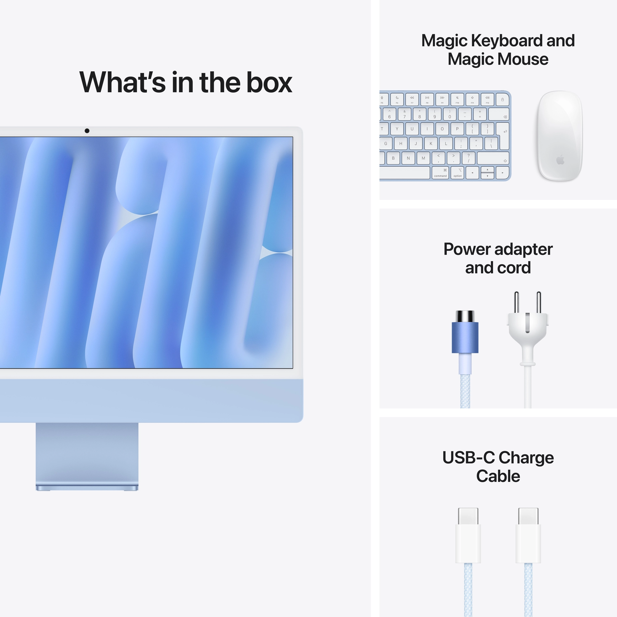 24-inch iMac 4.5K Retina kijelző, M6 chip, 10 magos CPU, 10 magos GPU, 16GB, 256GB SSD - kék
