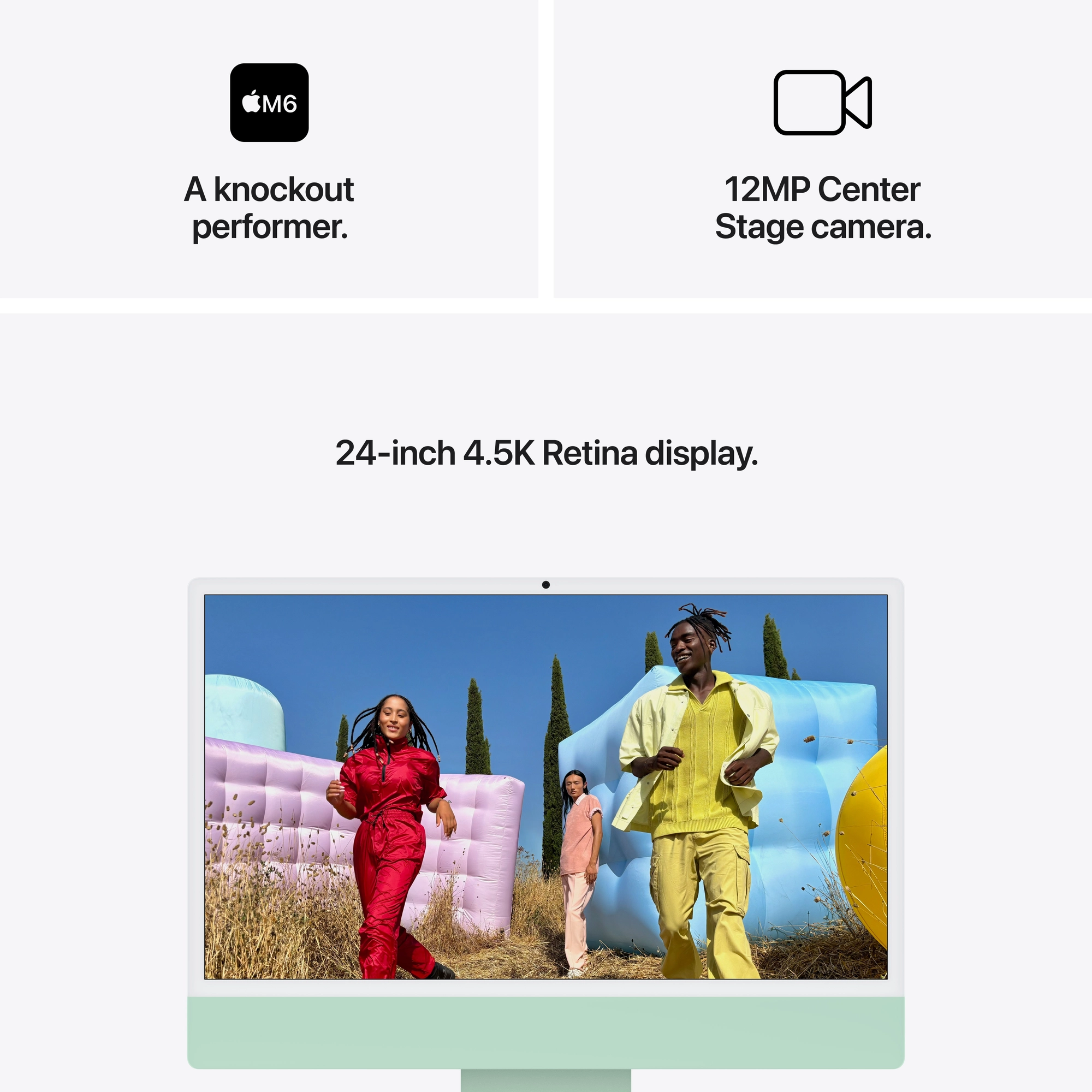 24-inch iMac 4.5K Retina kijelző, M6 chip, 12 magos CPU, 12 magos GPU, 16GB, 256GB SSD - zöld