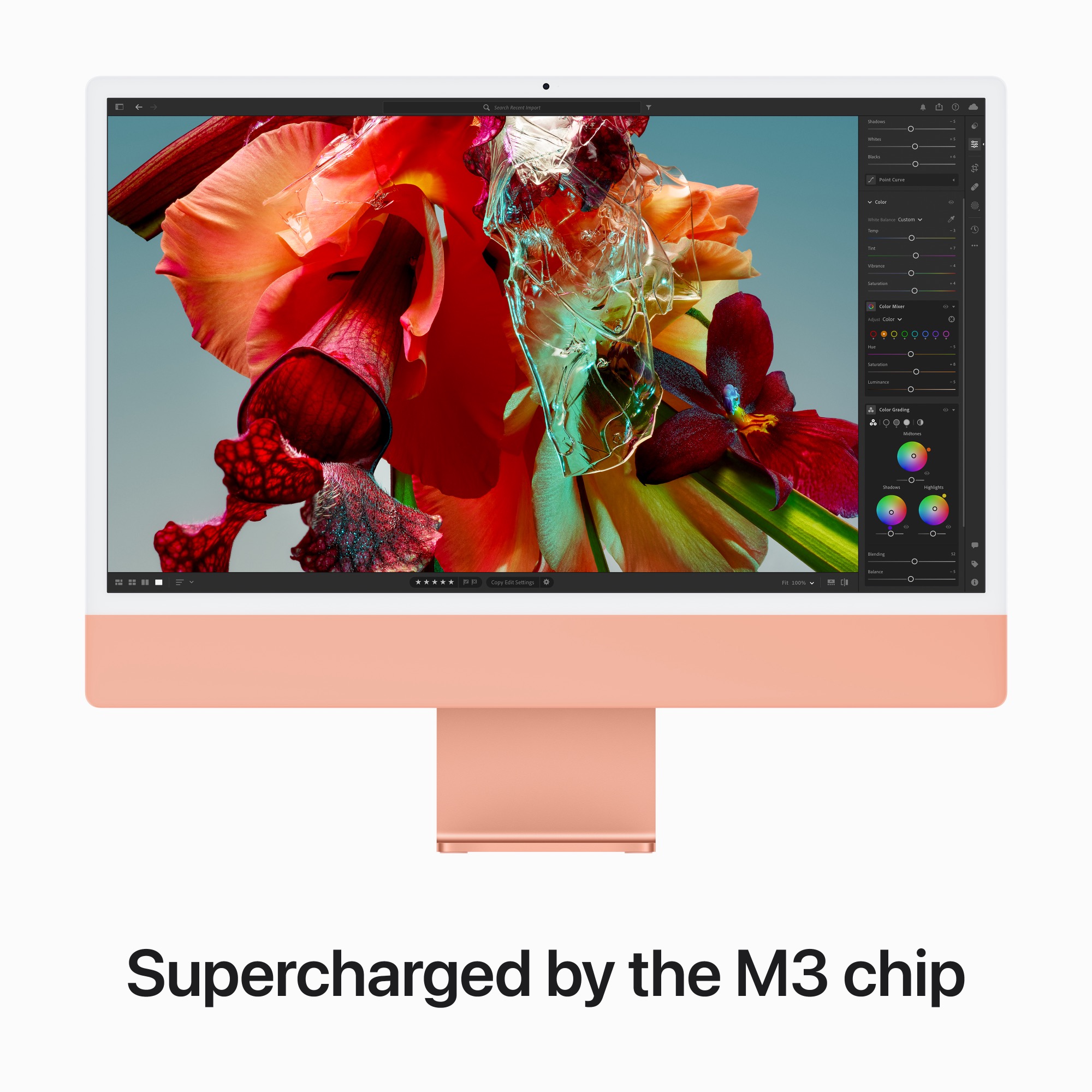 24-inch iMac 4.5K Retina kijelzővel, M3 chippel, 8 magos CPU, 10 magos GPU, 256GB SSD - narancs