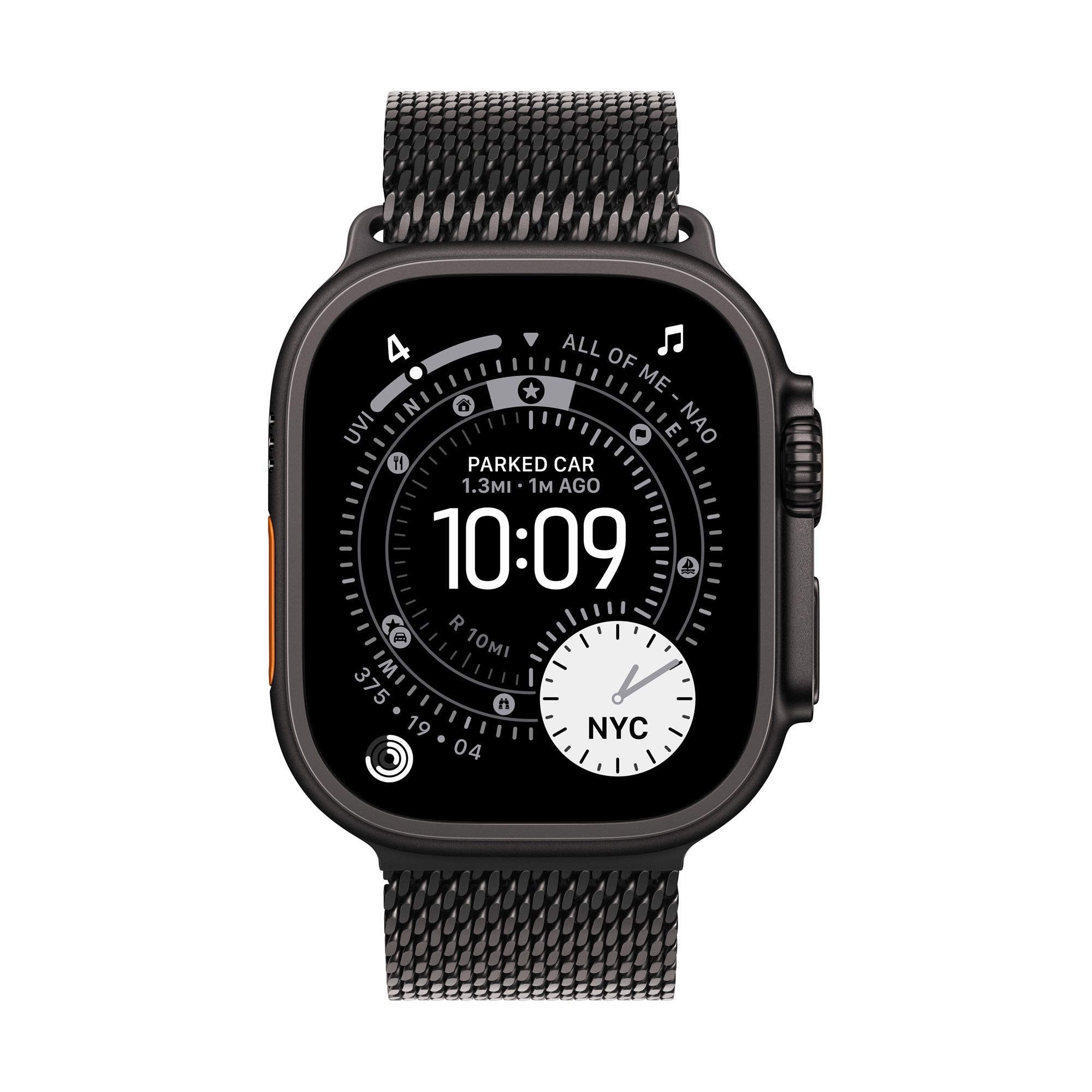 49 mm-es fekete titán milánói szíj – L