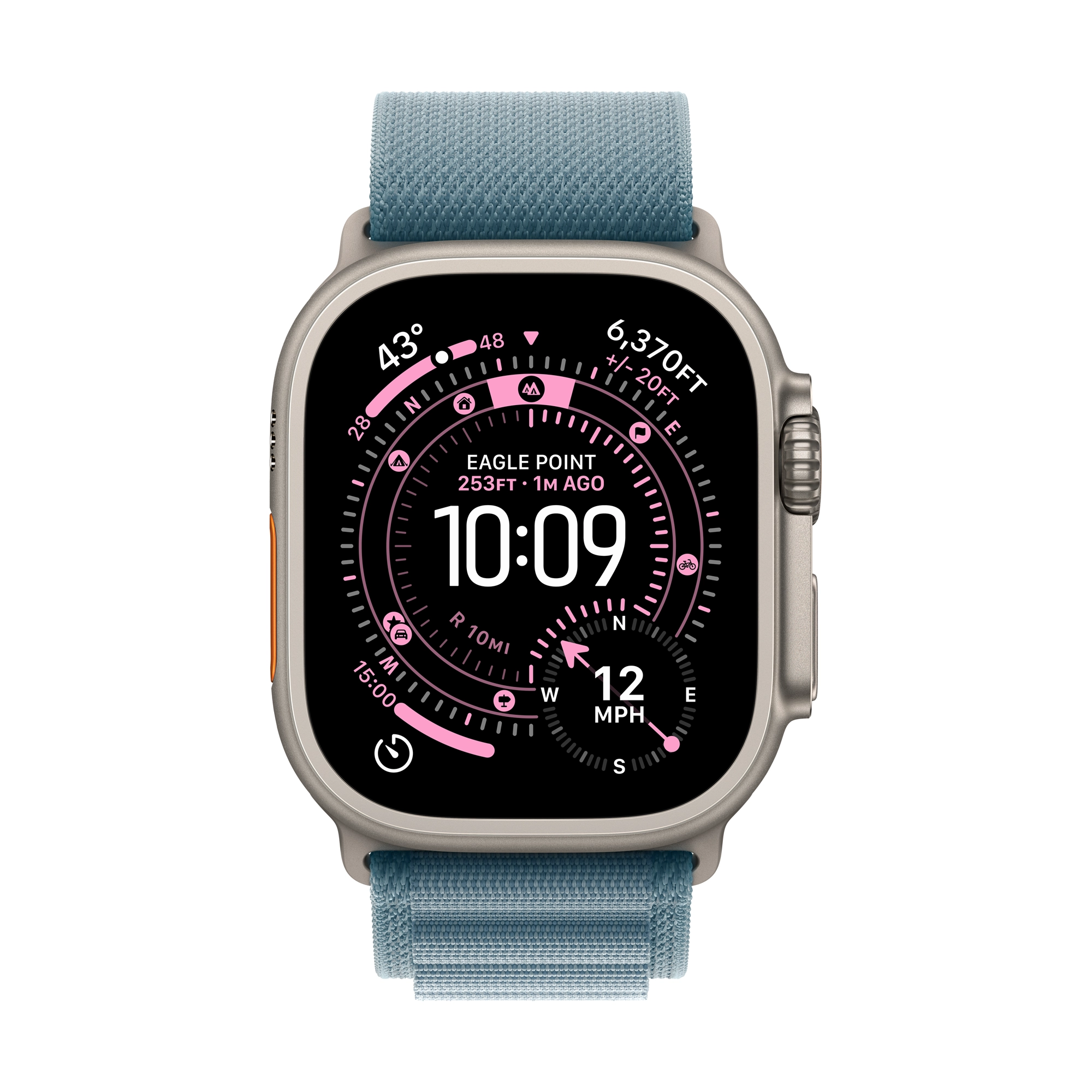 49 mm-es világoskék Alpesi pánt – M – natúr titán