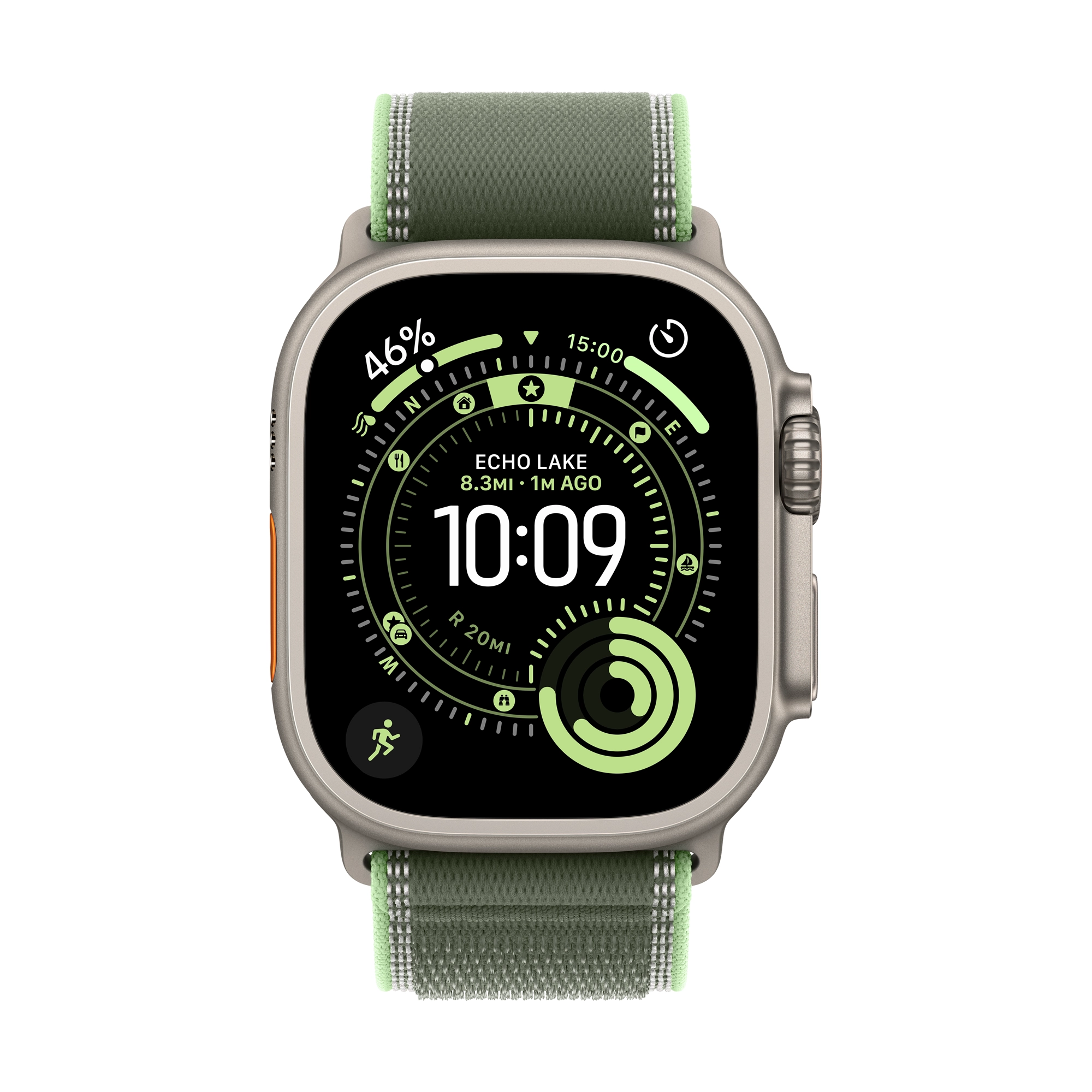 49 mm-es zöld-élénk neonzöld Terep pánt – S/M – fekete titán