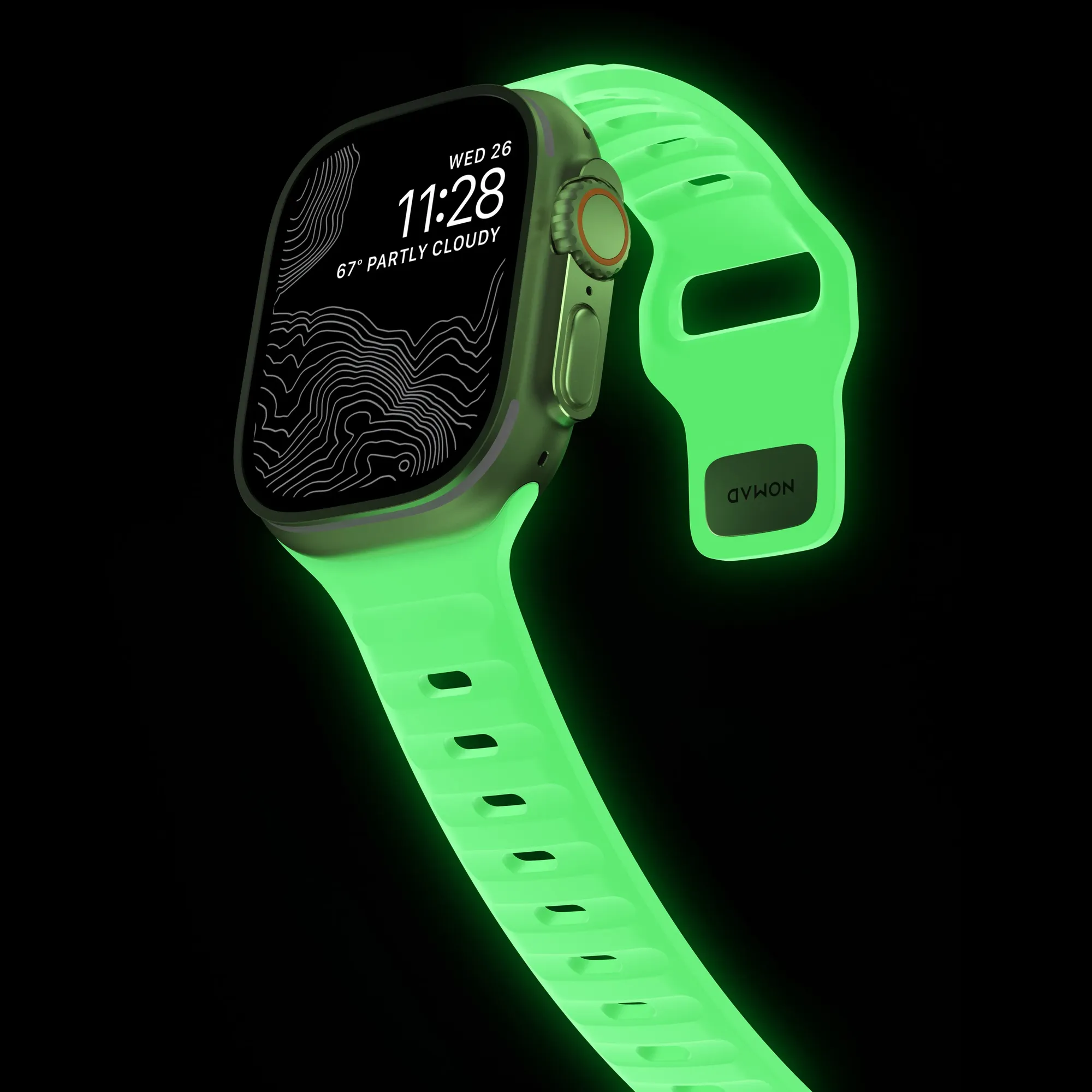 NOMAD Sport Strap for Apple Watch 42/44/45/49mm - Green Glow