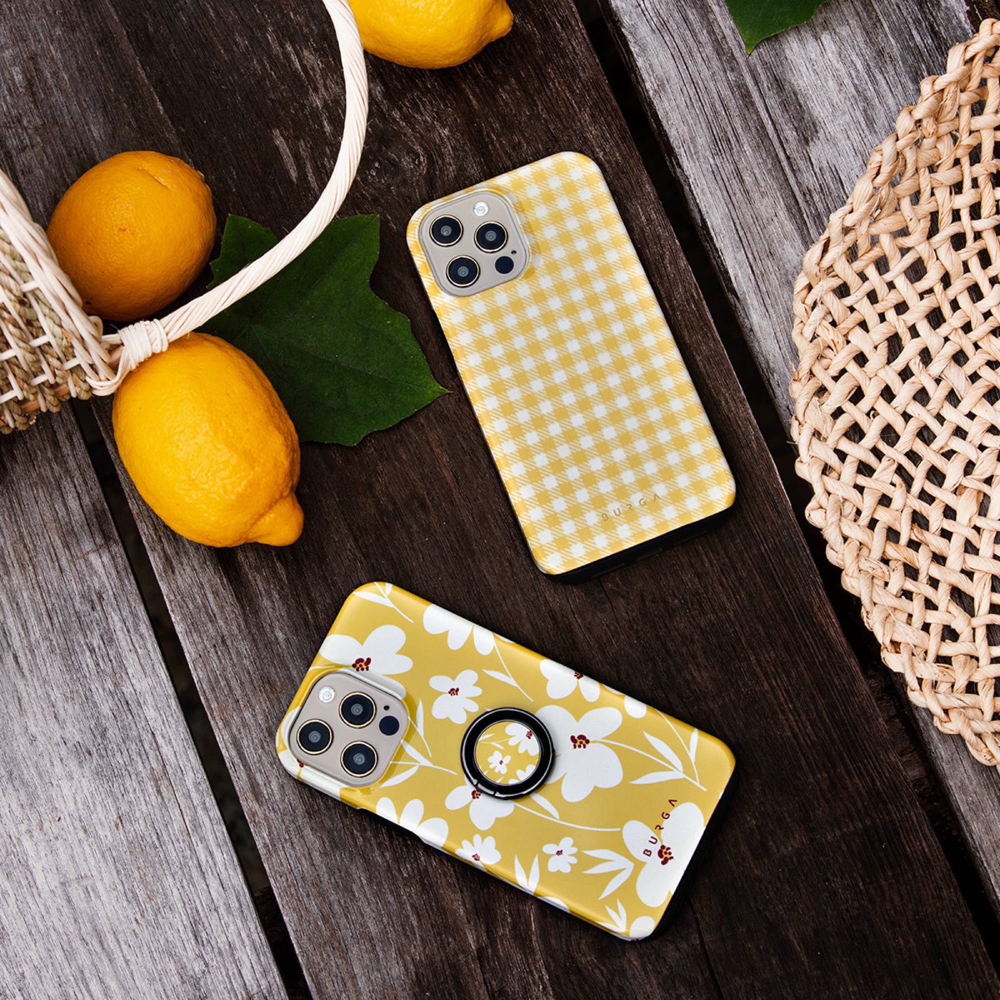 BURGA Tough MagSafe iPhone 15 Pro tok - sárga virágok 