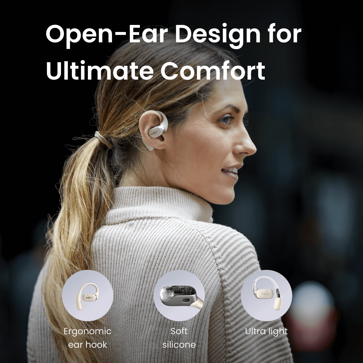 Shokz OpenFit open-ear sport fejhallgató - bézs