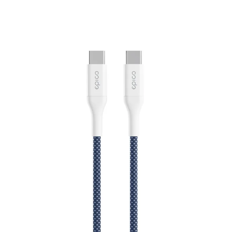 Epico UltraLink USB-C to USB-C Braided Charging Cable 60W 1.5m with Velcro Tie - Blue