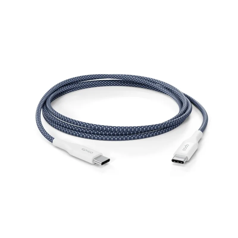 Epico UltraLink USB-C to USB-C Braided Charging Cable 60W 1.5m with Velcro Tie - Blue