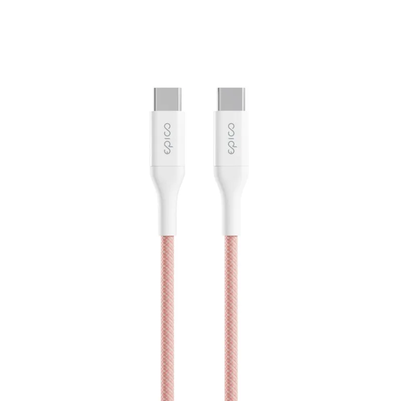 Epico UltraLink USB-C to USB-C Braided Charging Cable 60W 1.5m with Velcro Tie - Pink