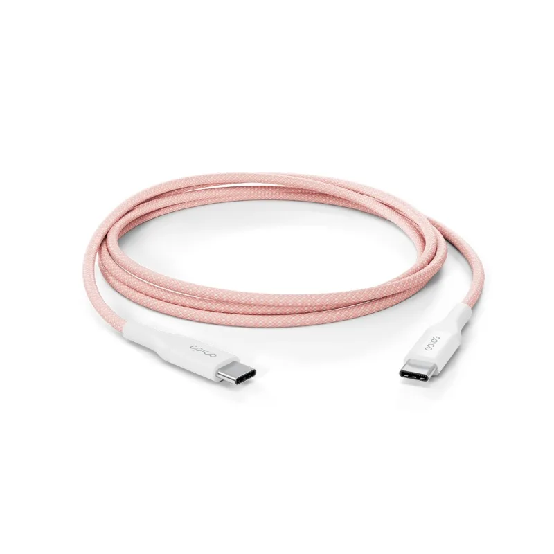 Epico UltraLink USB-C to USB-C Braided Charging Cable 60W 1.5m with Velcro Tie - Pink