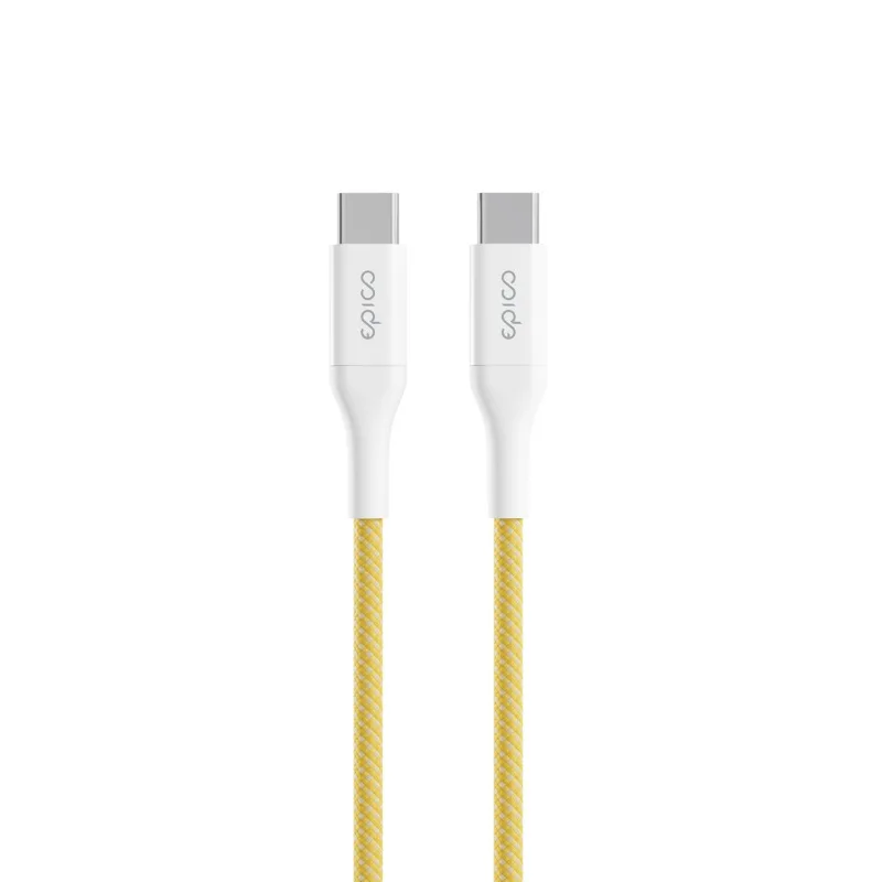 Epico UltraLink USB-C to USB-C Braided Charging Cable 60W 1.5m with Velcro Tie - Yellow