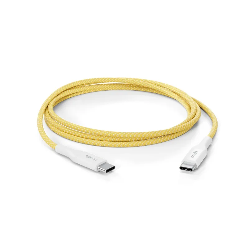 Epico UltraLink USB-C to USB-C Braided Charging Cable 60W 1.5m with Velcro Tie - Yellow