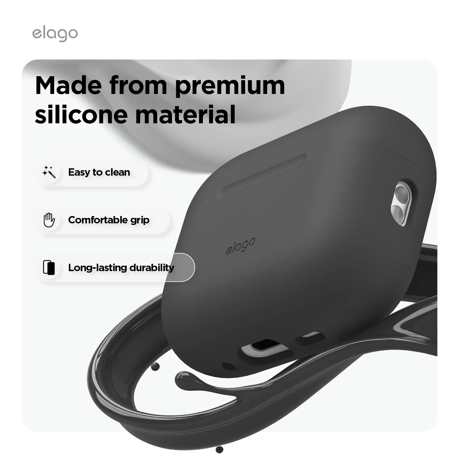 ELAGO AirPods Pro 3 szilikon tok - fekete