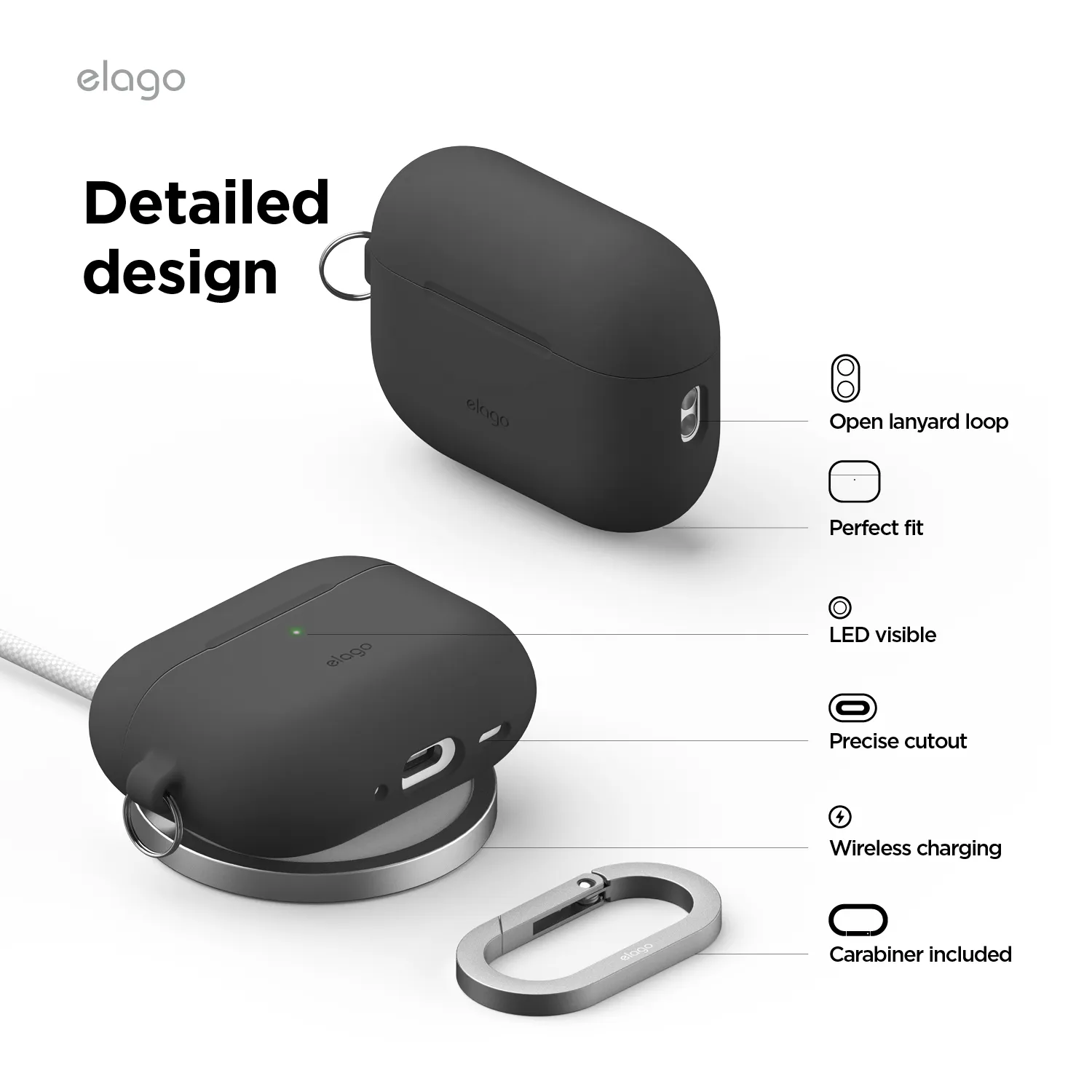 ELAGO AirPods Pro 3 szilikon tok - fekete