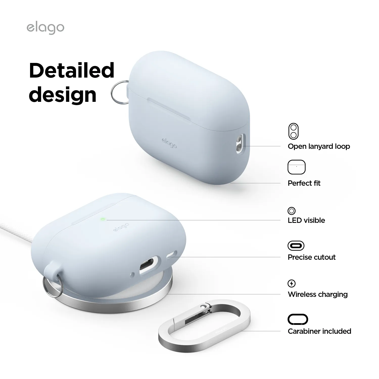 ELAGO AirPods Pro 3 szilikon tok - világoskék