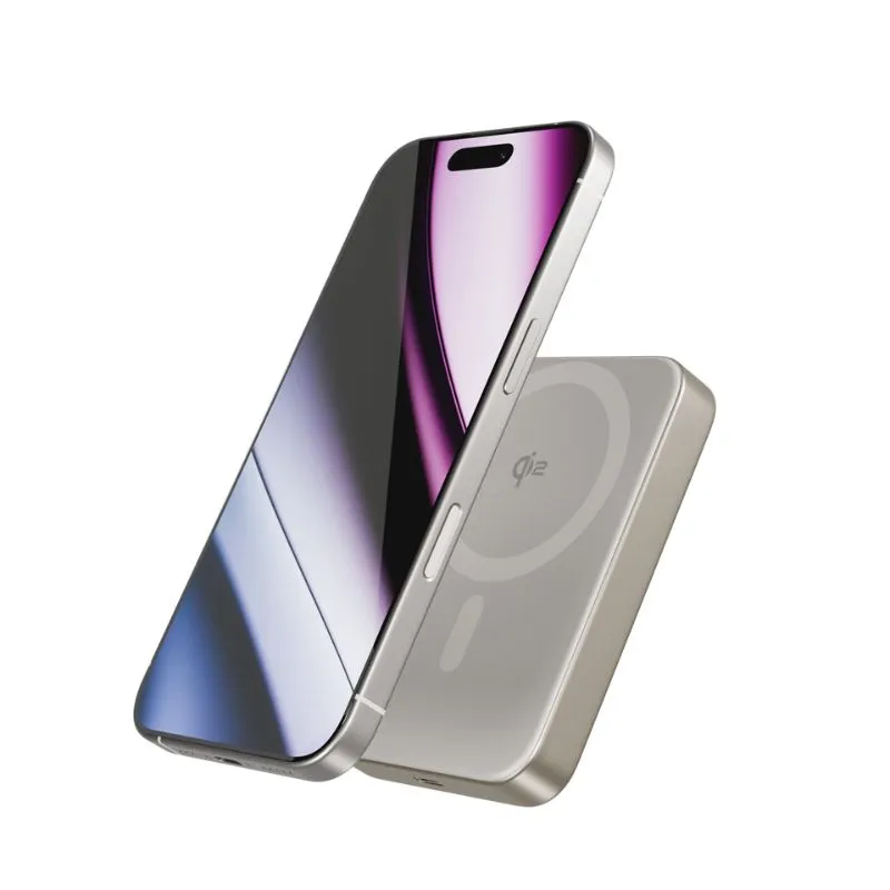 EPICO 10000mAh Qi2 kompatibilis mágneses powerbank - natúr titán