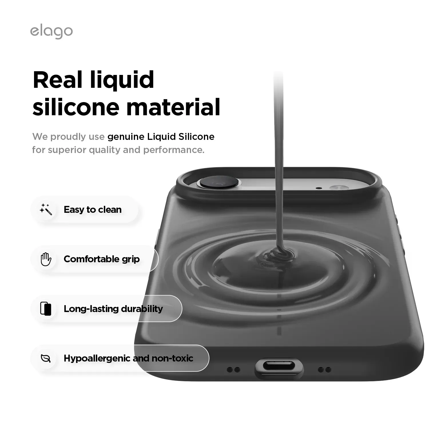 elago MagSafe-kompatibilis iPhone Air szilikontok - fekete