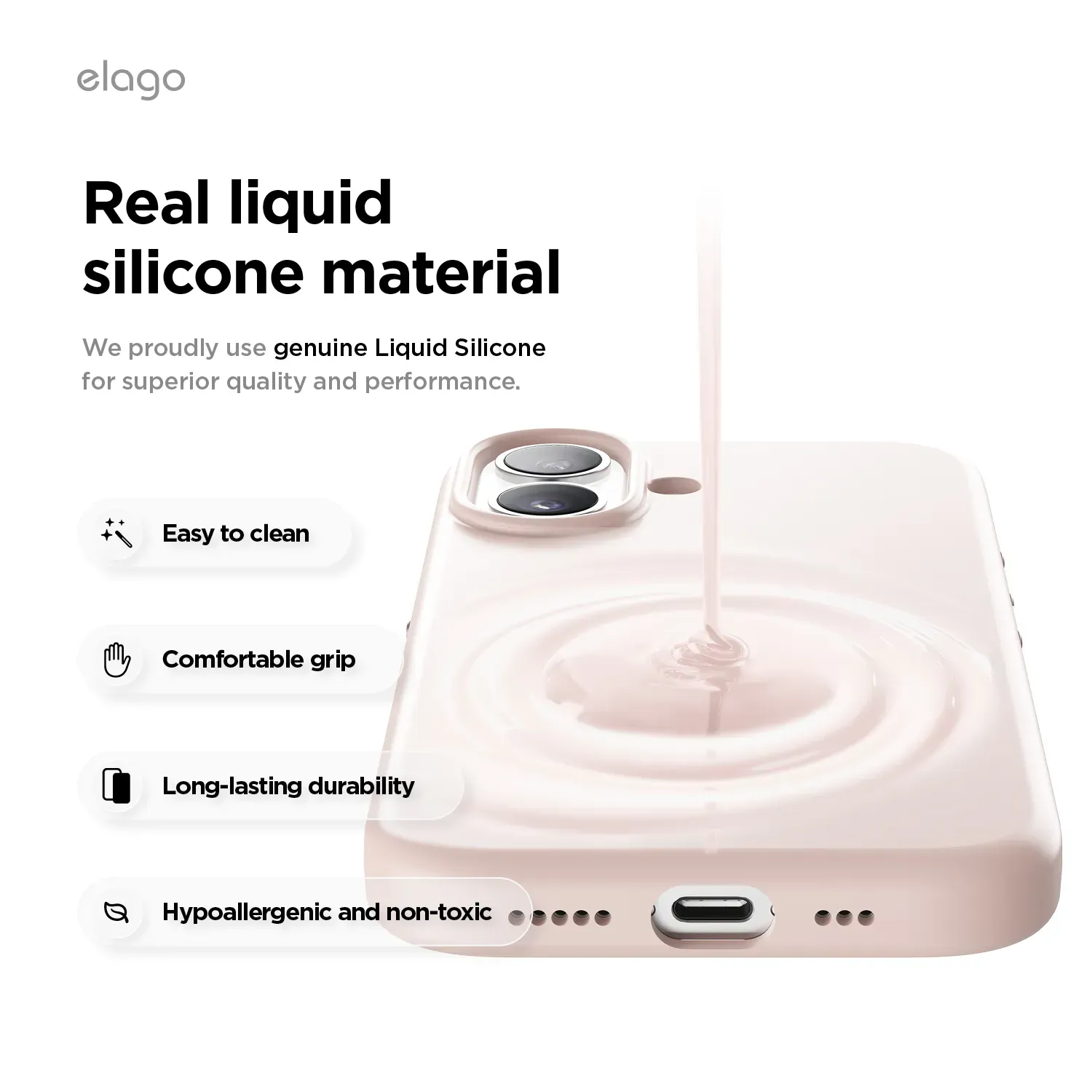 elago MagSafe-kompatibilis iPhone 17 szilikontok - rózsaszín