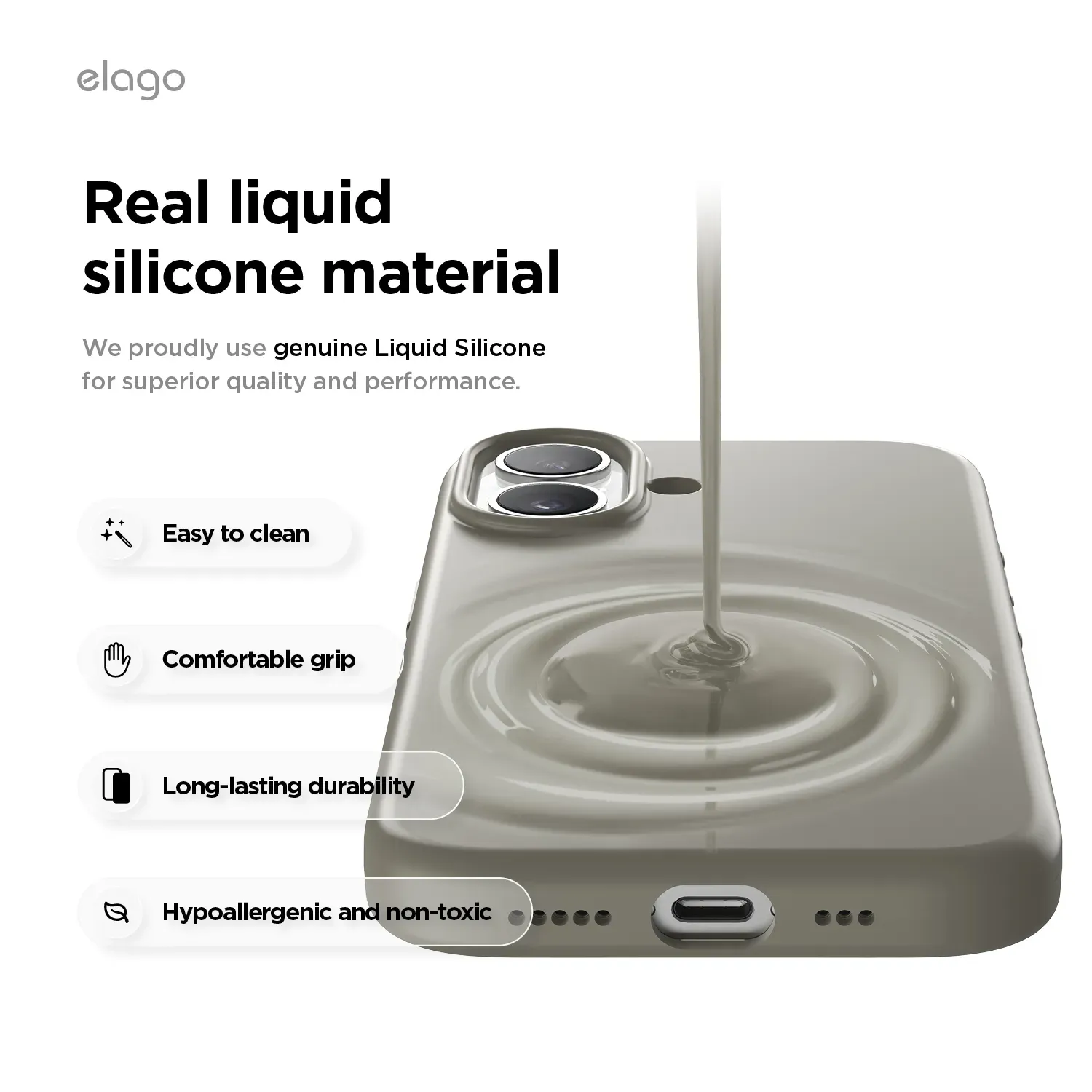 elago MagSafe-kompatibilis iPhone 17 szilikontok - sötétszürke