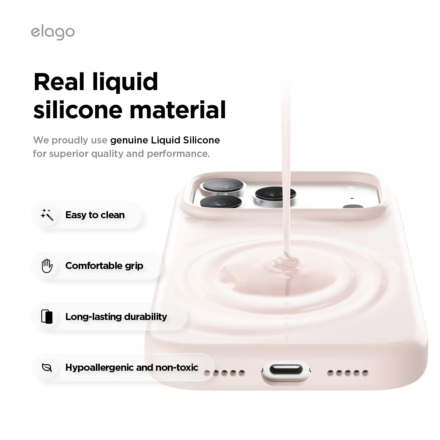 elago MagSafe-kompatibilis iPhone 17 Pro szilikontok - rózsaszín